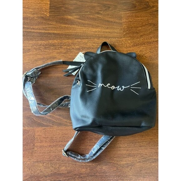 Black Faux Leather “Meow” Mini Backpack Cat Ears Cute Small Bag NWT Kohl’s - Picture 1 of 6